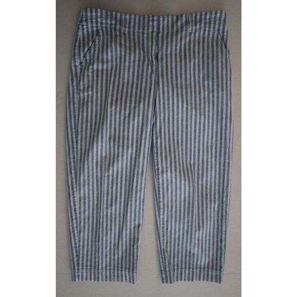 Vineyard Vines Women’s Sz 8 White/Blue Striped Linen Blend Catamaran Capris $108 - Picture 1 of 10